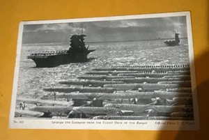 US Navy Flugzeugträger Flug Deck Flugzeuge Militär Ozeanszene Postkarte - Bild 1 von 2