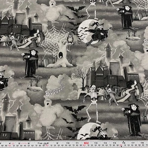 2006 Fabric Traditions Glitter Halloween Cotton Fabric by the HALF YARD - Picture 1 of 2