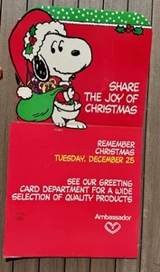 Vtg 1990 SNOOPY Peanuts GREETING CARD Standee STORE DISPLAY Ambassador HALLMARK - Picture 1 of 9