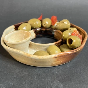 SERVING DISH BOWL FOR OLIVES (ACEITUNAS) WITH PIT CUP - Picture 1 of 9