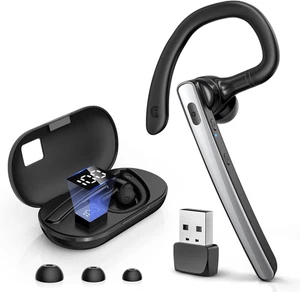 Bluetooth Headset V5.3, Wireless Bluetooth Earpiece with 600Mah Charging Case, 1 - Picture 1 of 9