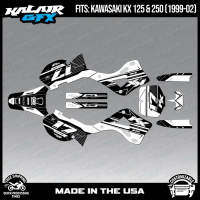 Kit Gráficos para Kawasaki KX125 KX250 (1999-2002) KX 125 250 Eje - Blanco Foto 1 de 4