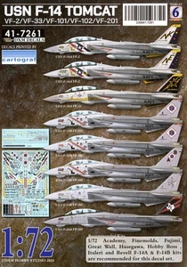 Décalcomanies DXM 1/72 GRUMMAN F-14 TOMCAT VF-2 VF-33 VF-101 VF-102 & VF-201 - Photo 1/4