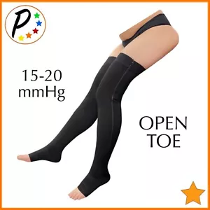 🟠 Presadee Thigh High Open Toe 15-20 mmHg Moderate Compression Leg YKK Zipper - Picture 1 of 15
