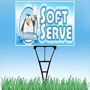 18"x24" Soft Serve Ice Cream Outdoor Yard Sign & Stake Sidewalk Frozen Yogurt - Picture 1 of 2