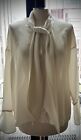 Theory 100% Silk Ivory Long Sleeve Neck Tie Tunic Top Size S