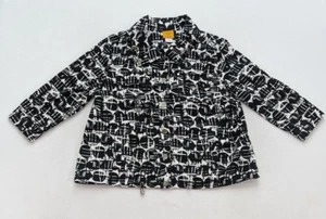 Ruby Rd Women's Jacket Size 12 Black & White Print 3/4 Sleeve Lightweight Snap - Picture 1 of 21