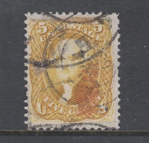 US Sc 67 used. 1861 5c buff Washington, red & black cancels, sound - Picture 1 of 2