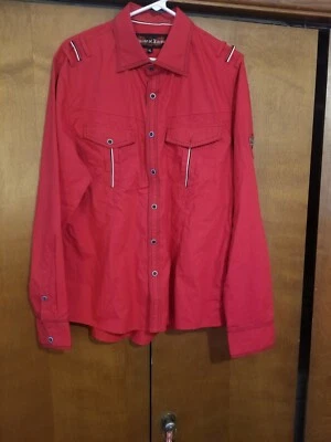 Mens XL Red Long Sleeve House Of Lords Button Up Shirt - Image 1 of 4