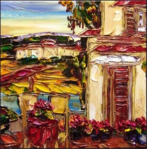 Maya Eventov "Sin título" acrílico original sobre lienzo, firmado por H. ME040908-07 16"X18" - Imagen 1 de 3