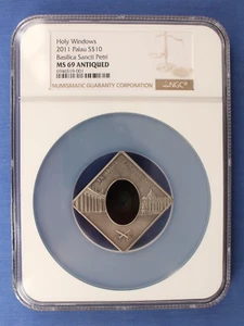 2011 Palau 50g Silver $10 coin "Basilica Sancti Petri" NGC Graded MS69 with COA - Picture 1 of 6