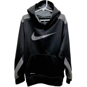 #5000Boys Nike ThermaFit Dri-Fit Pullover Hoodie Sweatshirt Sz.M Black+Gray - Picture 1 of 1