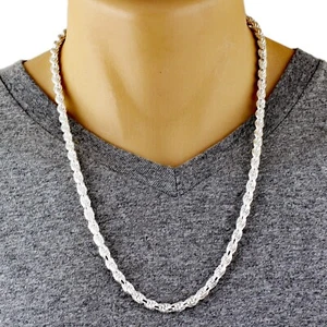 925 Sterling Silver Rope Chain Thick 5.5mm-Solid, Not Hollow-Guaranteed Genuine - Picture 1 of 9