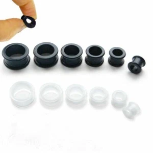 1 Pair of Silicone Ear Tunnels Flexi Clear Flesh Tunnel Soft Flexible Tapers - Picture 1 of 1
