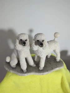 Pair White Poodle's Mounted. 13cm X 23.5cm.The Leonardo Collection. - Picture 1 of 8