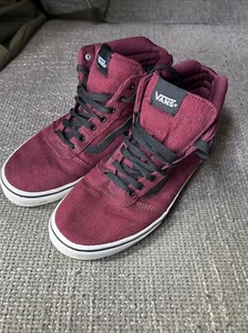 VANS Womens Burgundy Canvas High Top Skateboard Sneakers, Uk 6 - Picture 1 of 10