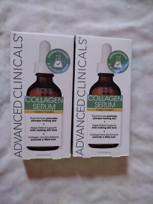 2 COLLAGEN SERUM Advanced Clinicals INSTANTLY PLUMPS For Flash Radiance 1.75 oz  - Image 1 of 3