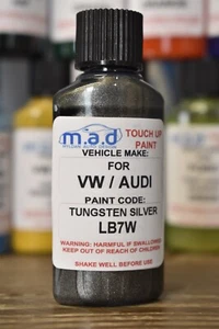 VW Tungsteno Argento LB7W Ritocco Kit 30ML Bottiglia Spazzola Riparazione Zero - Picture 1 of 8