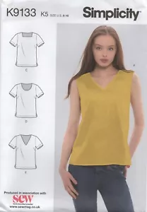 Modello di cucito semplice 9133 top con varianti manica e scollo taglia 8-16 - Foto 1 di 9