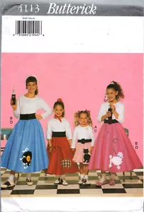 Gonna barboncino fuori produzione Butterick 4113 retrò anni 50 modello cucito rockabilly ragazze 4-14 - Foto 1 di 2
