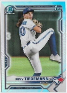 2021 1st Bowman Draft Chrome REFRACTOR Ricky Tiedemann BLUE JAYS RC Rookie QTY! - Picture 1 of 2