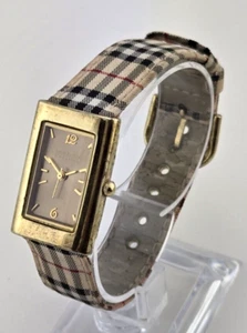 Joan Rivers Classics goldfarbene Damenuhr mit kariertem Band NEU BATT - Bild 1 von 12