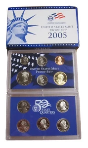 2005-S United States Mint PROOF COIN Set of 11 w/ State Quarters in case COA - Picture 1 of 3