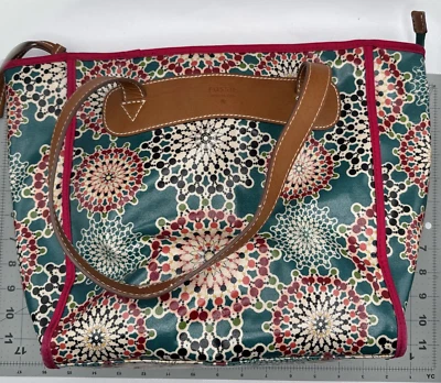 Bolso de Hombro Fossil Magenta Geométrico PVC Marrón Cuero Borde Correas Foto 1 de 4