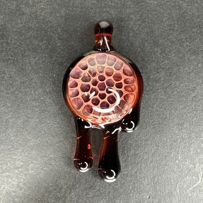 Handmade Art Glass Heady Honeycomb Pendant Amber Drips Borosilicate Handblown! - Image 1 of 4