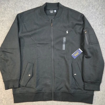 Polo Ralph Lauren Men's Big & Tall Double Knit Bomber Jacket Black Size 3XLT NEW - Image 1 of 4