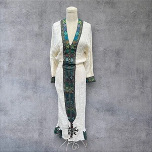 Vestido de algodón estilo etíope blanco crema Habesha Kemis talla pequeña - Imagen 1 de 8