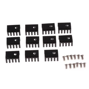 10 Pièces 20x15x10mm Dissipateur thermique en aluminium noir avec vis pour le - Photo 1/6