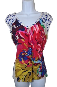 Maeve Anthropologie 100 % Seide Blumen Bluse ärmellos V-Ausschnitt Top Größe 0 - Bild 1 von 11