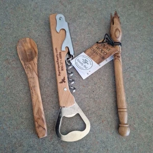 Barware Olivenholz Cocktailstecher Flaschenöffner Löffel Set Charcuterie Earthy - Bild 1 von 7