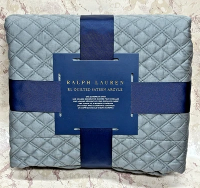 ¡NUEVO! RALPH LAUREN Satén Acolchado Argyle One European Sham 26 x 26 Grafito $185 Foto 1 de 4
