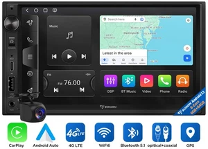 2 DIN Car Stereo Radio CarPlay Android 13 6+64 7" QLED GPS Navi WiFi 4G Headunit - Picture 1 of 29