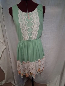 MATILDA JANE Damen Kleid klein grün Blumen Spitze ausgestellt ärmellos - Bild 1 von 4
