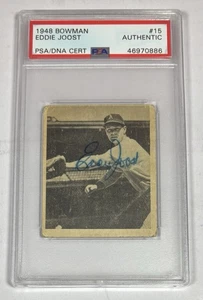 1948 Bowman EDDIE JOOST PSA SIGNED AUTOGRAPHED Baseball Card #15 A’S  Rare - Picture 1 of 2
