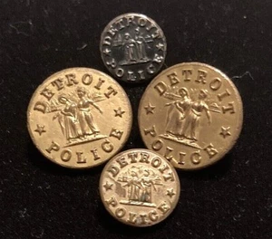 4 US Detroit Michigan Police 2 Large & 2 Small Size Gilt Button - Picture 1 of 6