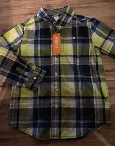 Gymboree Star Brights Boys Long Sleeve Button Up Shirt Size Medium 7-8 Blue Nwt - Picture 1 of 2