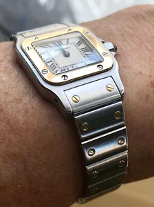 CARTIER SANTOS GALBÉE - Stahl/Gold - Damenuhr - mit Saphir-Cabouchon - Bild 1 von 14