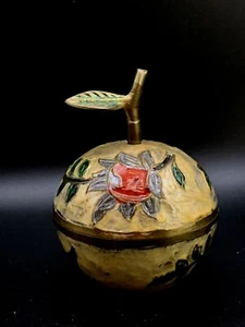 Vintage Cloisonné Enamel And Brass Apple Trinket Box with Lid 1960's Penco Ind. - Picture 1 of 11