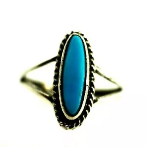Cute Ladies Sleeping Beauty Turquoise Marquise Ring Sterling Silver Assorted Siz - Picture 1 of 6