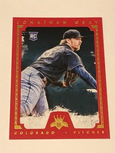 Jonathan Gray 2016 Diamond Kings Framed Red Parallel Rookie /99 Colorado Rockies