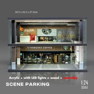 1/24 Diorama Auto Garage Modell LED Beleuchtung Parkplatz Szene Vitrinenmodell - Bild 1 von 16