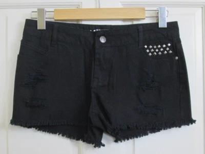Dream Out Loud Black Studded Shorts Juniors Size 7 Waist 30 Fringe 87-29803 - Image 1 of 4