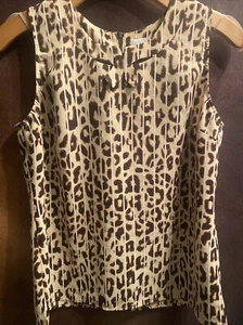 CAbi M 3070 Brown Sleeveless Animal Print Blouse  Zip Neck 🧡 - Picture 1 of 8