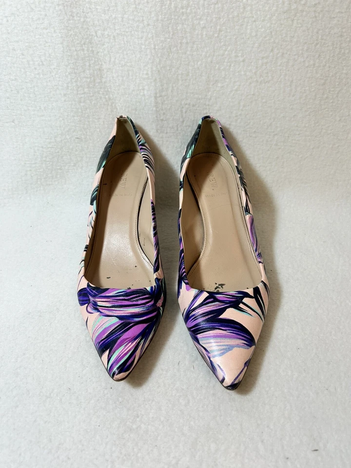 Zapatos de salón Dulci diseño floral J. Crew Talla 9.5 Pale Buff Gatito Tacones Tropical Tulipán Foto 1 de 4