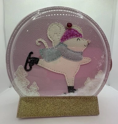 Bolsa cosmética tiracolo Bath & Body Works mouse patinação no gelo globo de neve rosa - Imagem 1 de 4