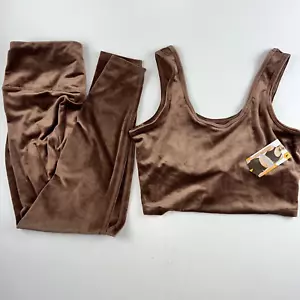 Avia 2 piece Velour Leisure Wear outfit Top & Bottom Brown L (12-14) - Picture 1 of 13